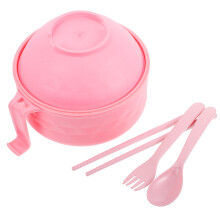 Mikrowellenfeste Kunststoff Ramen Schüssel Set Mit Deckel Und Besteck Pink