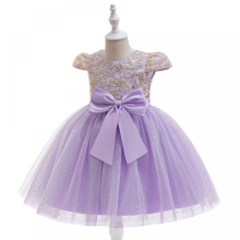 Children's Princess Skirt Embroidered Mesh Dress Bow Hot Pot Puff Dress Performance Dress 4-8 Years Old