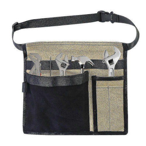 (Black Khaki) 5pocket Single Side Tool Adjustable Belt Pouch/work Apron Canvas