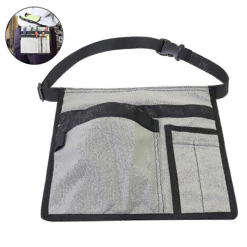(Grey) 5pocket Single Side Tool Adjustable Belt Pouch/work Apron Canvas