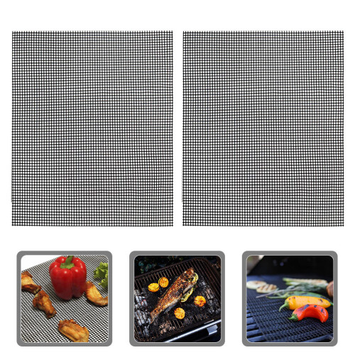 2Stk. Wiederverwendbare Grillmatten Aus Netzmaterial Für Draußen 2