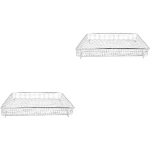 2Stk Luftfritteusen Korb Edelstahl, Beschichtet, Silber 2