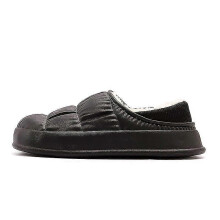 (44-45 26.5-27cm)Winter Plush Slippers Warm Thick Sole Women Furry Slippers Ligth Eva Waterproof Outdoor Cotton Shoes Couple Home Slides A-black Plus