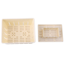 plastik tofu- und käse-presstülle mit baumwollgaze, küchenhelfer gelb
