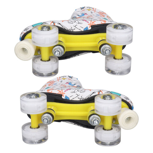 White Graffiti Quad Roller Blades for Indoor Fun 1