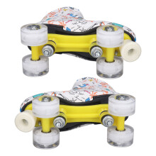 White Graffiti Quad Roller Blades for Indoor Fun