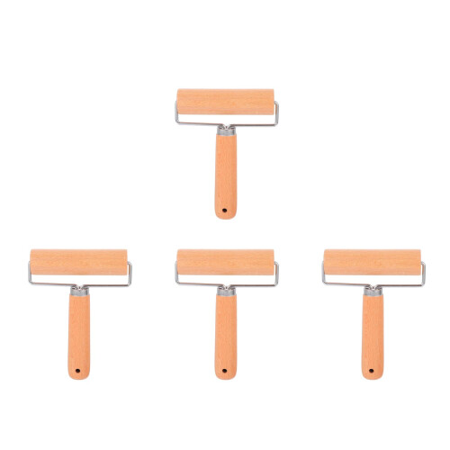 4Pièces Rouleaux Bois Pratiques Khaki Pour Pâte Et Biscuits 2