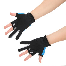 Outdoor Fishing Gloves Breathable Silicone 3-Fingerless Sun Protection Blue/Black
