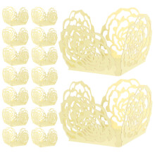 150Pcs Paper Candy Cups Yellow Hollow Rose Lace Design for Weddings