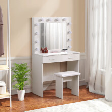 Dressing Table Set with Hollywood LED Lighted Mirror