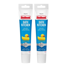 Unibond Silicone Sealant Anti-Mould & Waterproof for Kitchen & Bathroom, 50ml 2 Pack