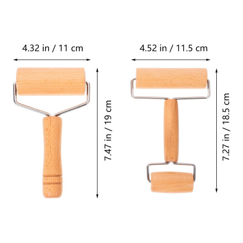 2Pcs Light Brown Wooden Dough Rollers Pin for Pizza Pastry Baking Tool 1