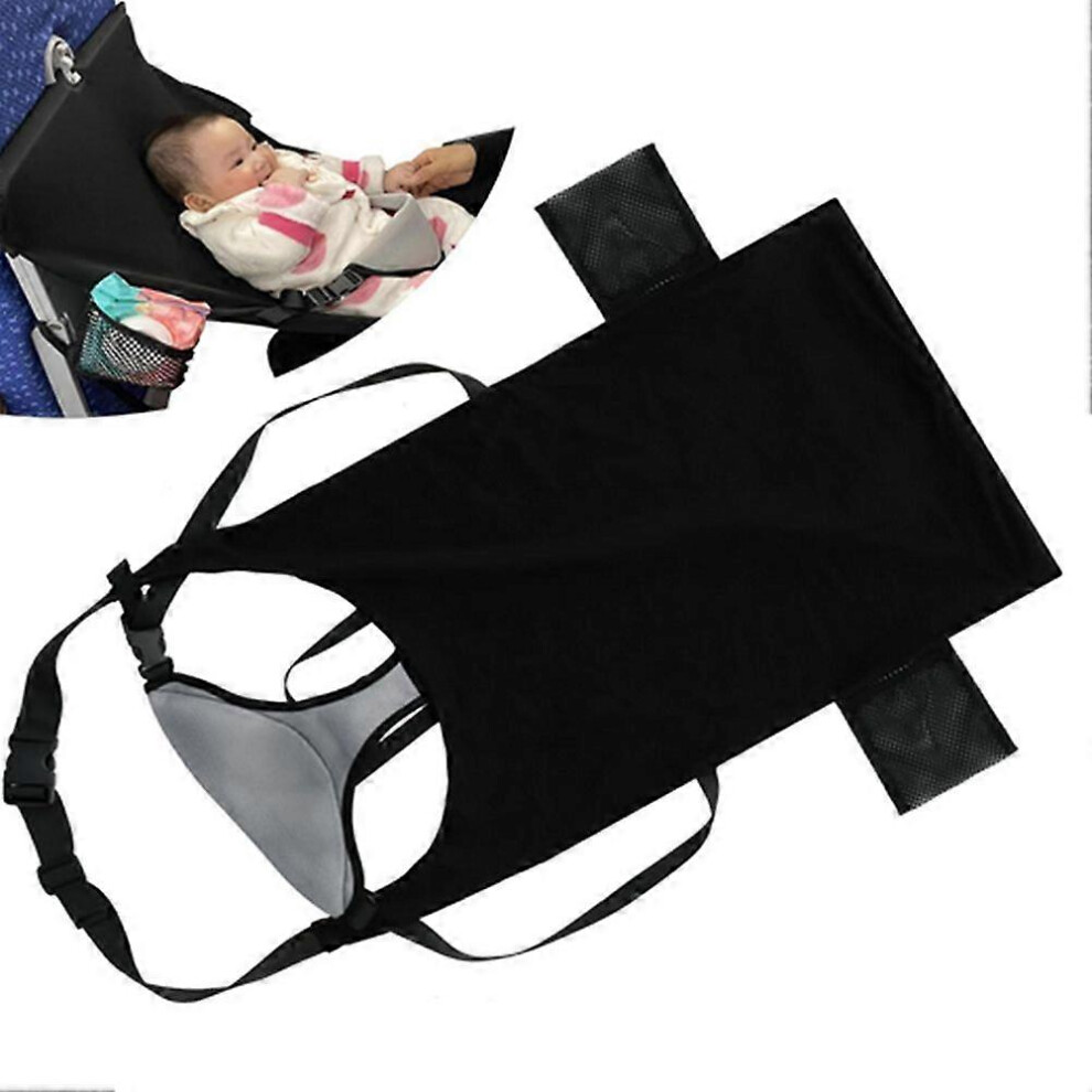 Children's Airplane Footrest, Adjustable and Folding for Airplane Seats, Breathable Durable Travel Cot with Long Straps