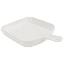 Square Grill Plate With Non Stick Coating Reusable Drying Tray White