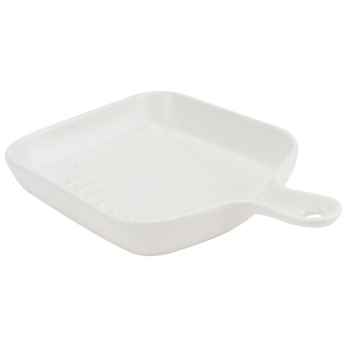 Square Grill Plate With Non Stick Coating Reusable Drying Tray White