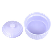Ceramic Baking Bowl With Lid Heat Resistant Pudding Jelly Cup Purple