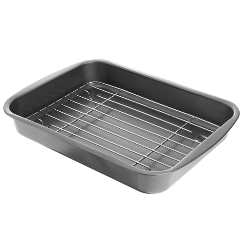 2Sets Multifunctional Silver Stainless Steel Baking Tray with Net Rack