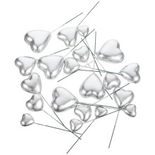 40Pcs Silver Heart Cake Inserts Lightweight Wedding Decor
