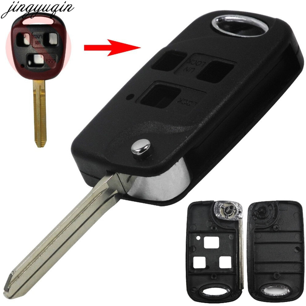 Remote Car Shell Folding Flip Key Case Fob 3 Buttons For Toyota Celica Avensis Rav4 Prado Camry Toy43 Replacement 6935161685688
