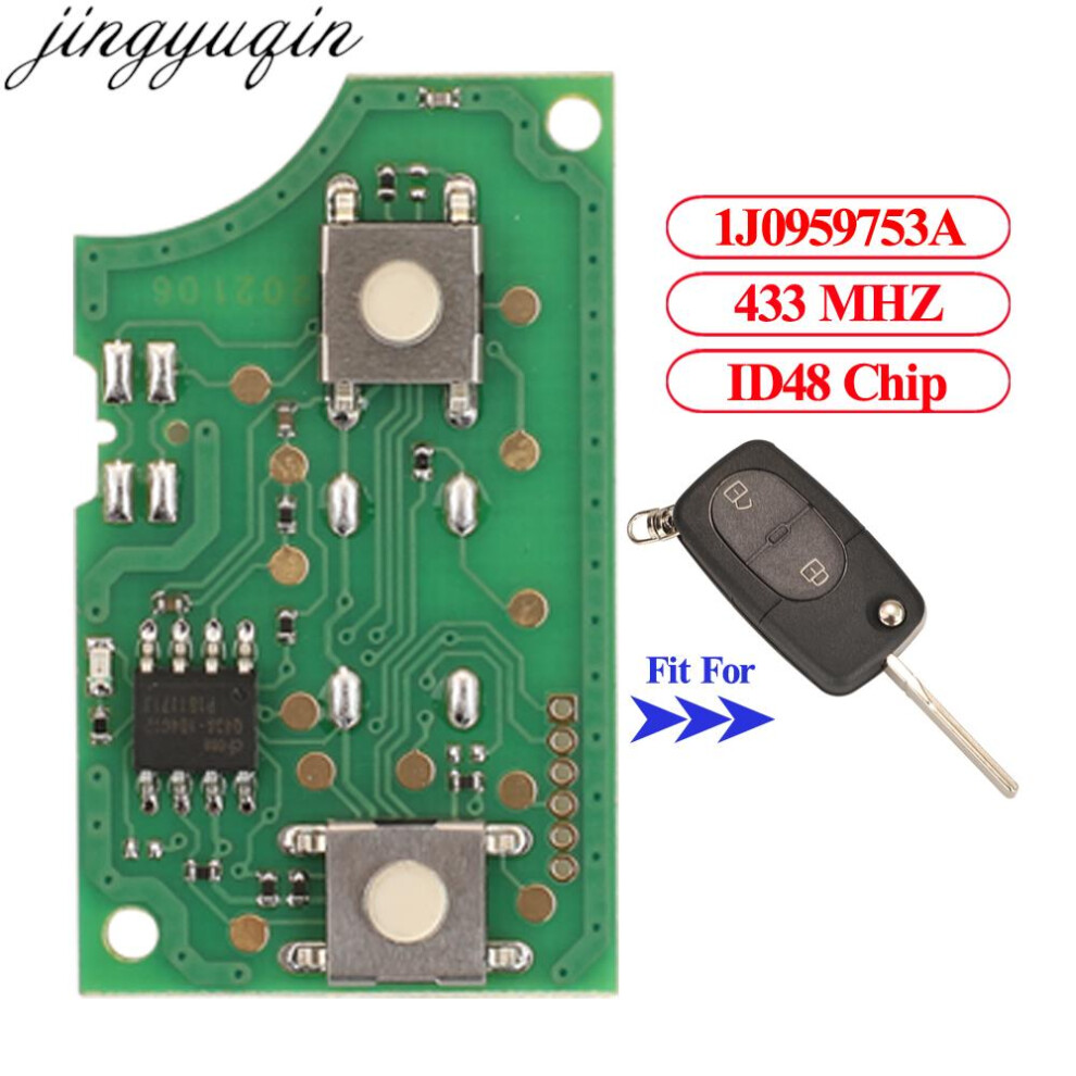 Remote Car No Key Only Pcb 1J0959753a 433Mhz Id48 Chip For Volkswagen Vw Golf Jetta Passat Beetle Mk4 2 Buttons 6935161685657