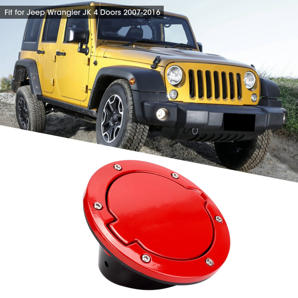 Aluminum Alloy Fuel Tank Cover Gas Cap For Jeep Wrangler Jk 4-Door 2007-2016 Red 8751392503106