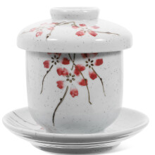1Set Ceramic Soup Cup with Lid White Japanese Steaming Cup Durable