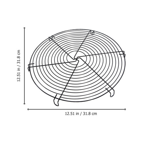 2Pcs Round Black Iron Cooling Rack Non-Stick Baking Supply Stand 2