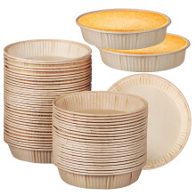 200Pcs Mini Tart Baking Cups Beige Round Tart Trays Microwave Safe