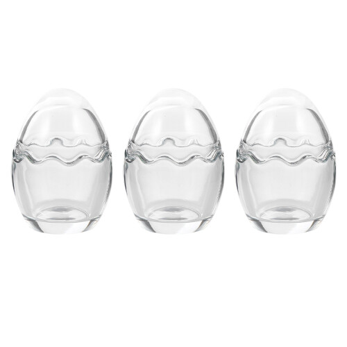 3pcs glass yogurt cups, eggshell shape, for pudding, jelly, baking