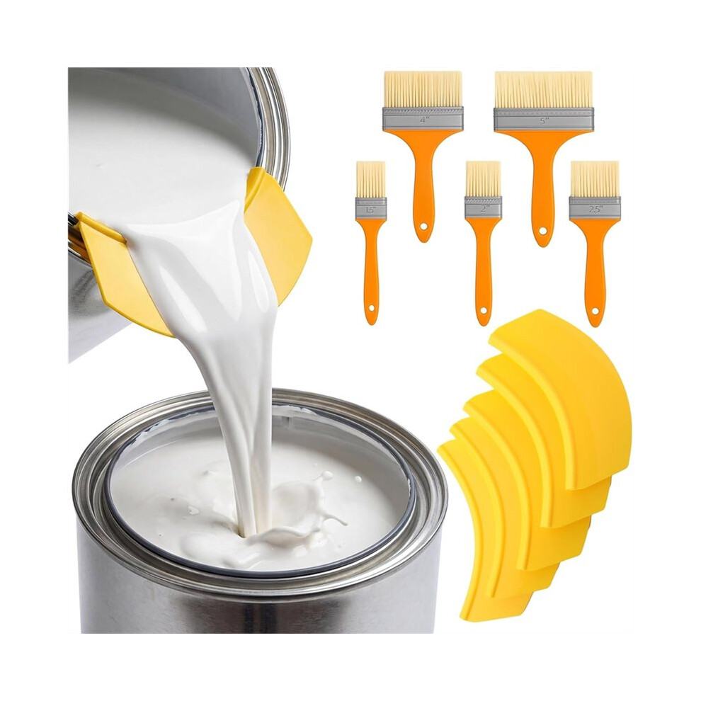 10Pcs Paint Can Spout Set For Gallon Cans,Pouring Spout With Chip Brushes Set Fits Pint,For Latex Paints,Oil Based Paint 4712661993343
