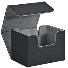 Caixa para Baralho - Estojo de Couro PU para Armazenamento de 100 Cartas com Sleeves, Fecho Magnético Forte, Cinza