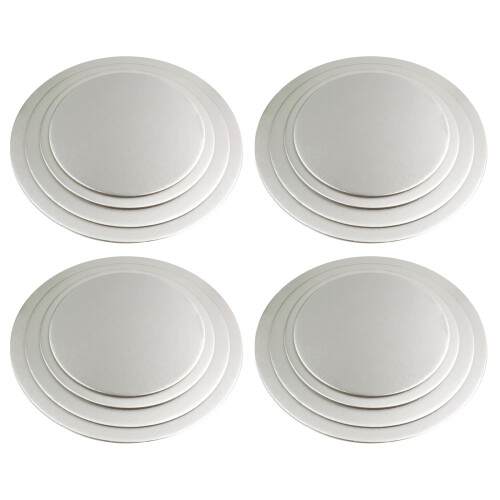 16Pièces Cercle À Gâteau Argenté Base Mousse Papier Résistant Propre 1