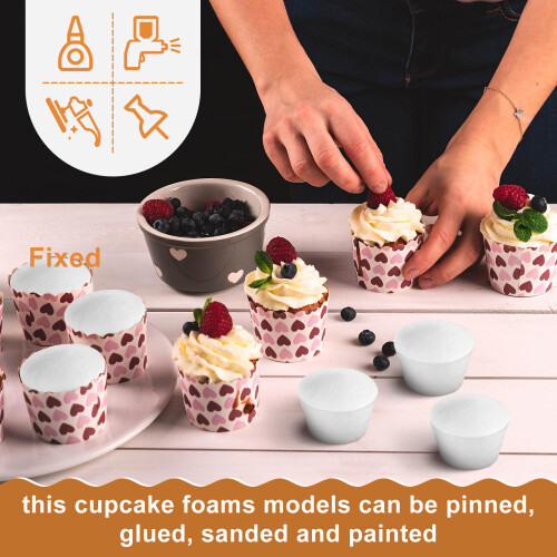 100Pièces Modèles Faux Cupcakes Mousse Blancs Réutilisables DIY Maison 2