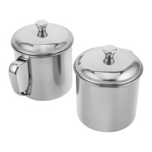 2pcs stainless steel camping mugs with handle and lid for outdoor use