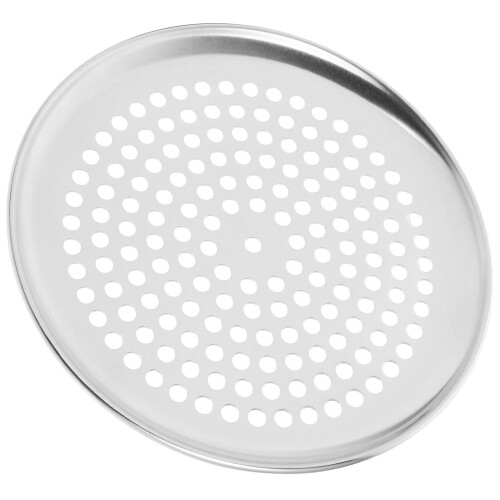 3Pcs High-Grade Silver Pizza Baking Pans Perforated Round Trays