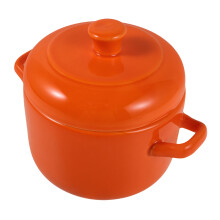 Orange Ceramic Clay Stew Pot Lidded Cooking Pot for Soups Steaming