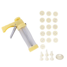 1Set Yellow Cake Piping Syringe Plastic Cookie Press Baking Tool Kit