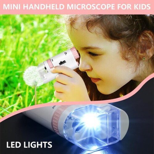 Handheld Microscope with 80-200X Magnification 12 Slides, Portable Kids Microscope with LED Light for Science Observation 2