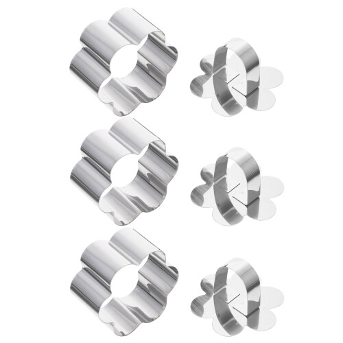 6Sets Stainless Steel Cake Mousse Mold Plum Blossom Silver Baking Tool 1