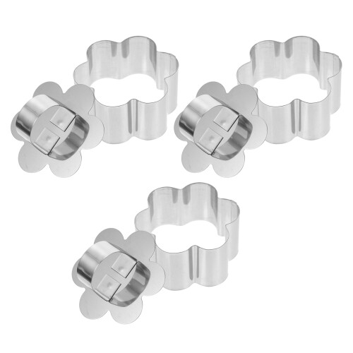 6Sets Stainless Steel Cake Mousse Mold Plum Blossom Silver Baking Tool 2