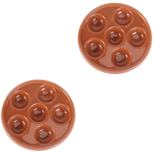 2Pièces Plat De Service Escargot Céramique Lisse Durable Marron 2