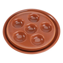 2Pcs Ceramic Escargot Dish Round Abalone Plate Dark Red