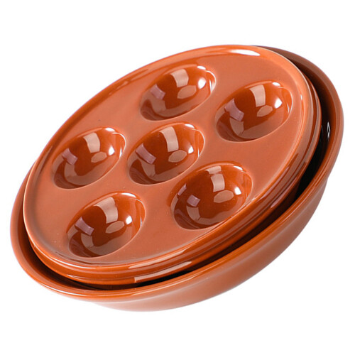 2Sets Coffee Multifunctional Ceramic Escargot Dish with 6 Compartments 1