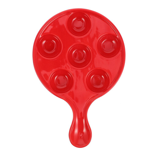 2Pcs Red Ceramic Escargot Baking Tray Snail Serving Plate Durable