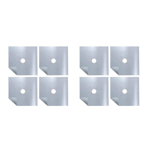 8Pcs Durable Silver Gas Burner Covers Easy Clean Stove Protectors 1