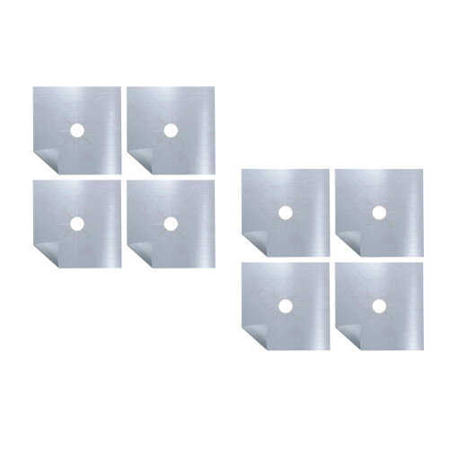 8Pcs Durable Silver Gas Burner Covers Easy Clean Stove Protectors 2