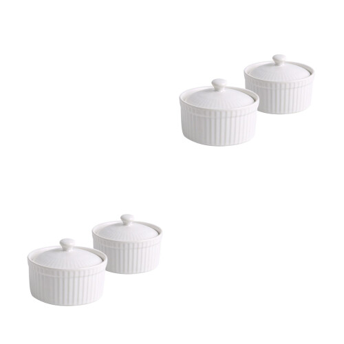 4Pièces Petits Bols De Cuisson Blancs En Céramique Pour Pudding Maison 1