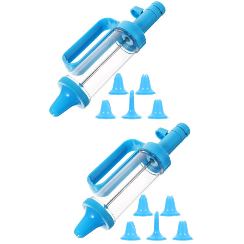 2Sets Blue Cookie Press Tool Household Baking Mold Cake Piping Kit 2