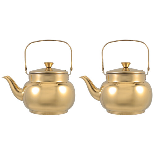 2Pcs Stainless Steel Tea Pot with Comfortable Handle for Kitchen 2
