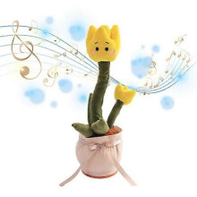 Talking Cactus Plush Toy with Dancing Singing, Repeating Speech Interactive Educational Toy for Children, Soft Plush, 32cm (Red Wine/Yellow/Pink)